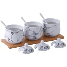 Marble Bamboo Canisters Side